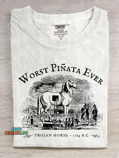 Worst Piñata Ever Teacher Casual Print T-shirt