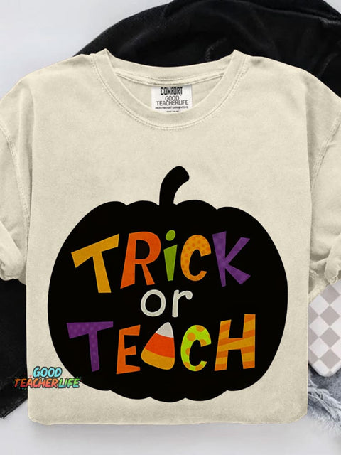 Trick Or Teach Candy Corn Casual Print T-shirt