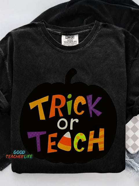 Trick Or Teach Candy Corn Casual Print T-shirt