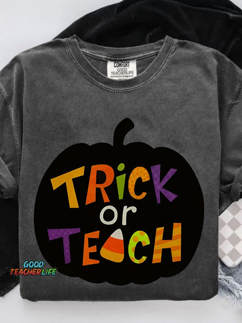 Trick Or Teach Candy Corn Casual Print T-shirt