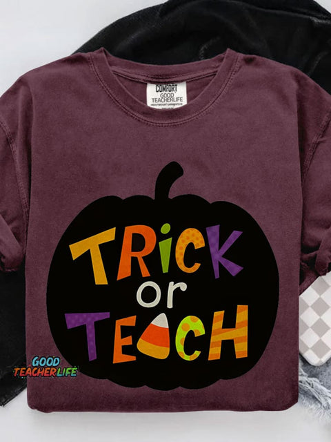 Trick Or Teach Candy Corn Casual Print T-shirt