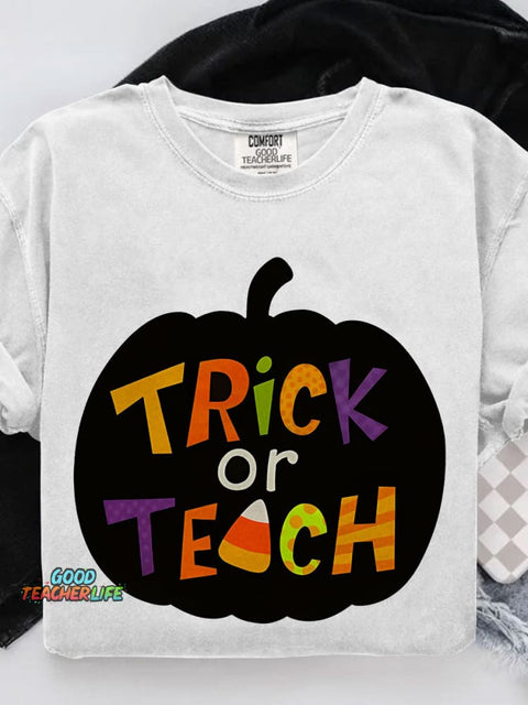 Trick Or Teach Candy Corn Casual Print T-shirt