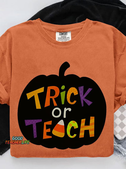 Trick Or Teach Candy Corn Casual Print T-shirt