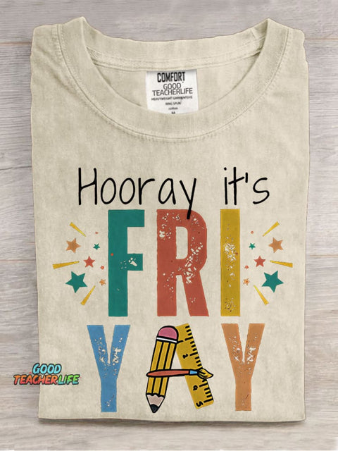 Hooray It's Friyay Teacher Casual Print T-shirt