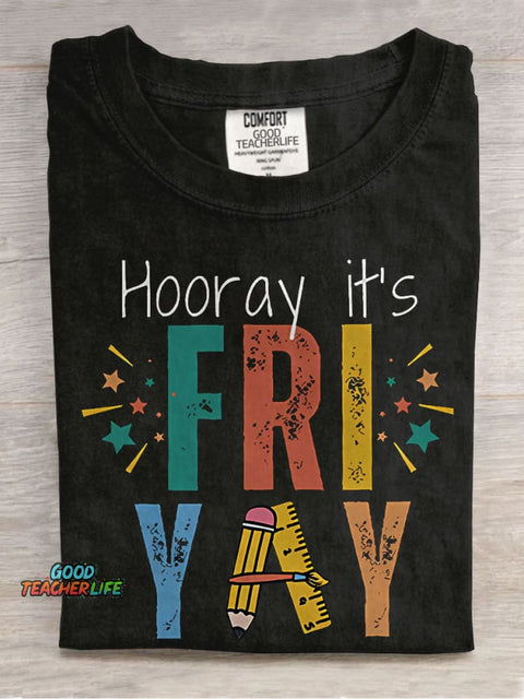 Hooray It's Friyay Teacher Casual Print T-shirt
