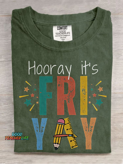 Hooray It's Friyay Teacher Casual Print T-shirt