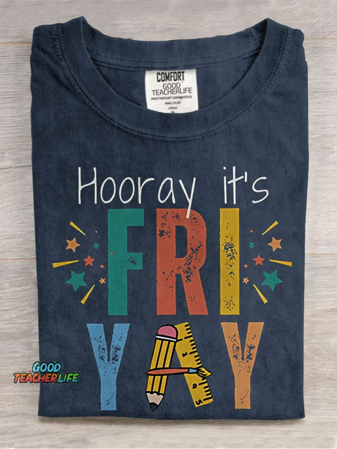 Hooray It's Friyay Teacher Casual Print T-shirt