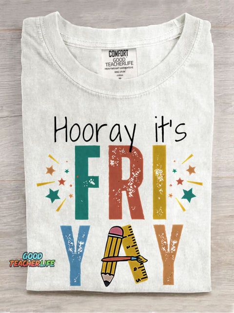 Hooray It's Friyay Teacher Casual Print T-shirt