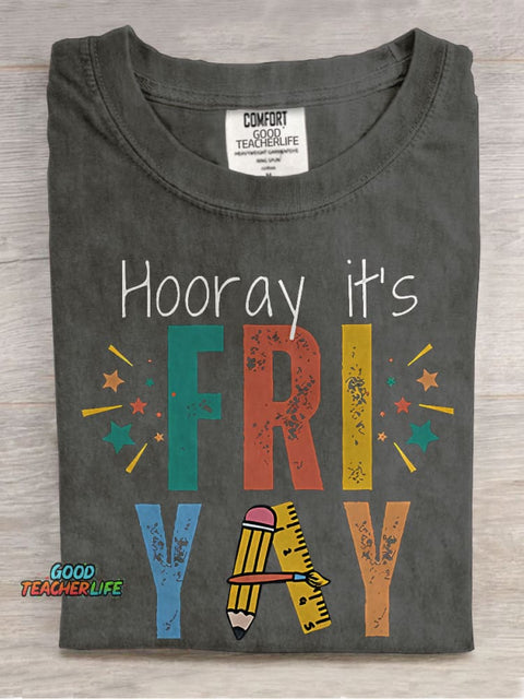 Hooray It's Friyay Teacher Casual Print T-shirt