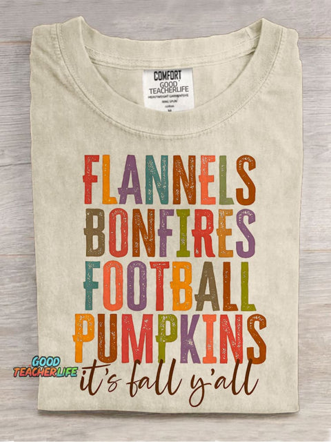 It's Fall Y'all Teacher Casual Print T-shirt
