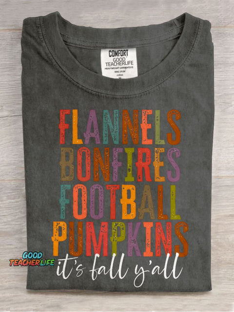 It's Fall Y'all Teacher Casual Print T-shirt