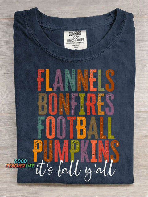 It's Fall Y'all Teacher Casual Print T-shirt