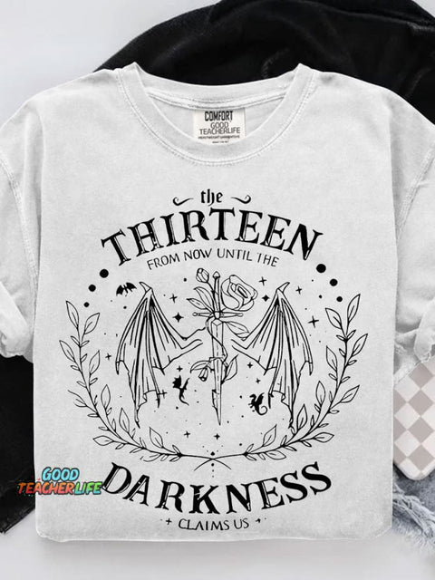 Retro The Thirteen Throne Of Glass Casual Print T-shirt
