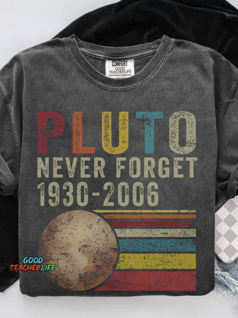 Pluto Never Forget 1936-2006 Planet Casual Print T-shirt