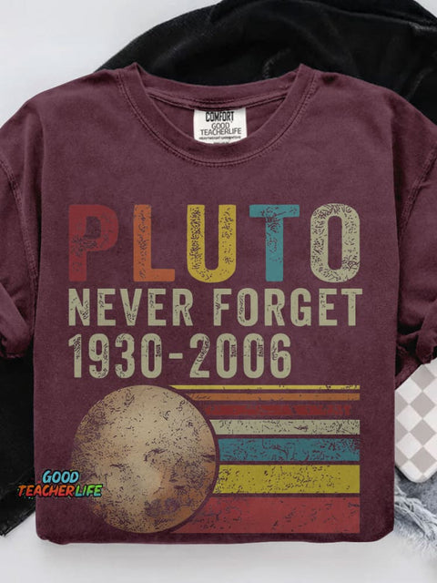 Pluto Never Forget 1936-2006 Planet Casual Print T-shirt