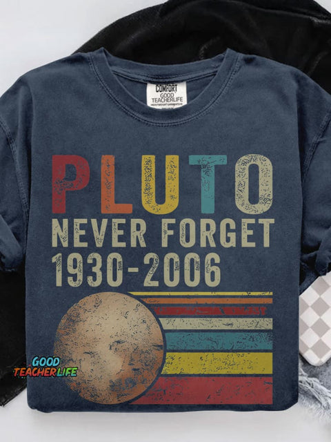 Pluto Never Forget 1936-2006 Planet Casual Print T-shirt