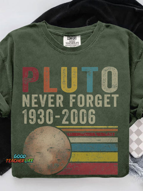 Pluto Never Forget 1936-2006 Planet Casual Print T-shirt