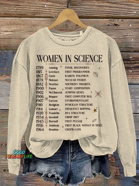 Women In Science Print Casual Sweatshirt