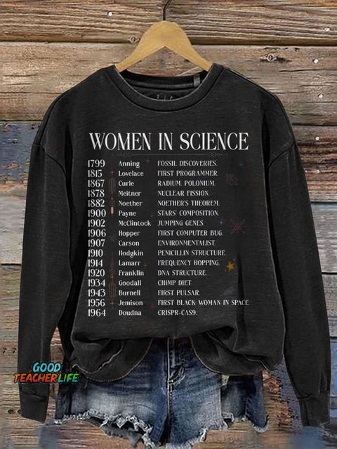 Women In Science Print Casual Sweatshirt