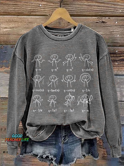 Math Teacher Math Stick Figures Science Print Casual Sweatshirt