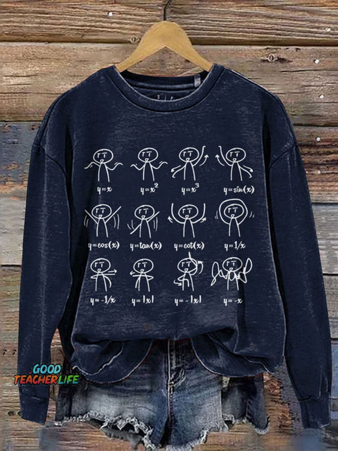 Math Teacher Math Stick Figures Science Print Casual Sweatshirt