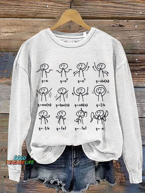 Math Teacher Math Stick Figures Science Print Casual Sweatshirt