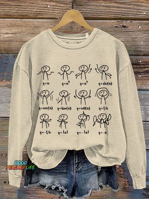 Math Teacher Math Stick Figures Science Print Casual Sweatshirt