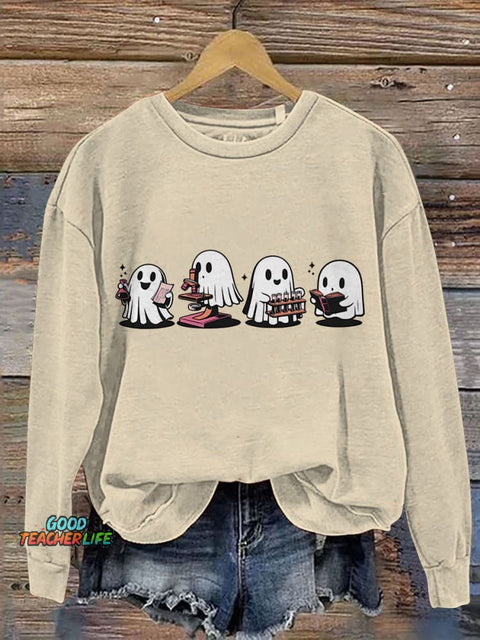 Halloween Science Ghost Chemistry Teacher Print Casual Sweatshirt