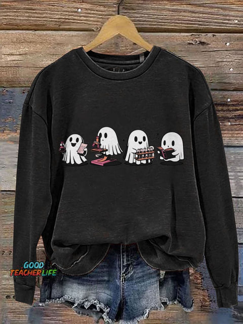 Halloween Science Ghost Chemistry Teacher Print Casual Sweatshirt