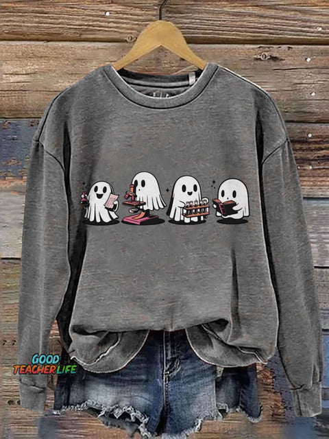 Halloween Science Ghost Chemistry Teacher Print Casual Sweatshirt
