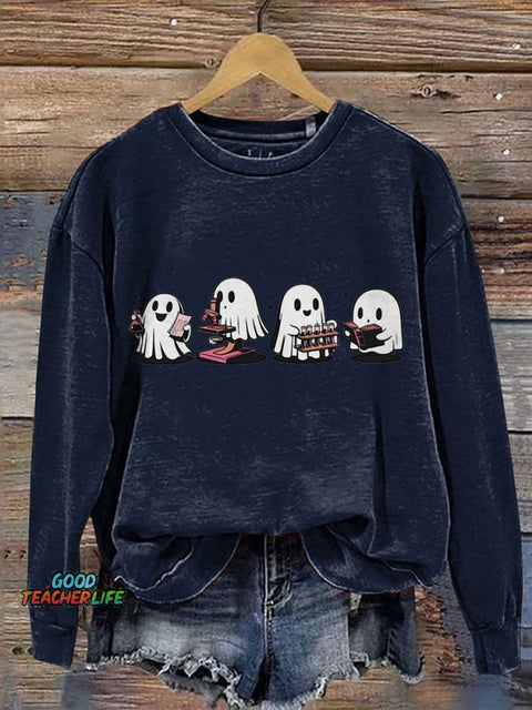 Halloween Science Ghost Chemistry Teacher Print Casual Sweatshirt