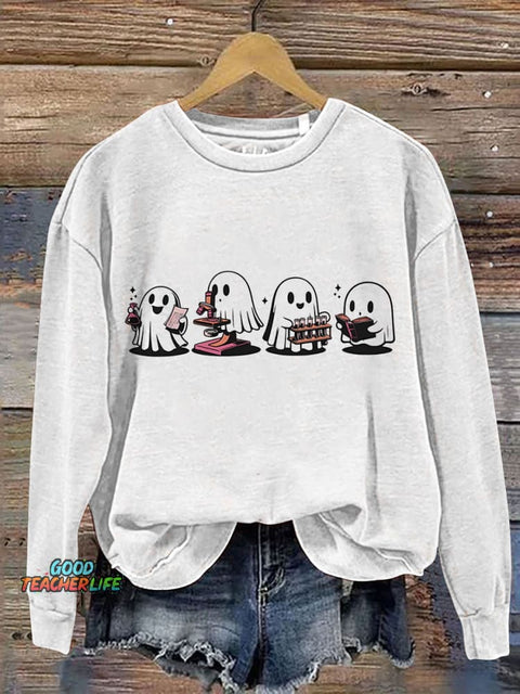 Halloween Science Ghost Chemistry Teacher Print Casual Sweatshirt