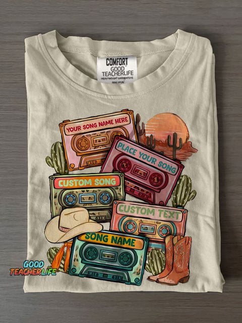 Cassette Tape Casual Print T-shirt
