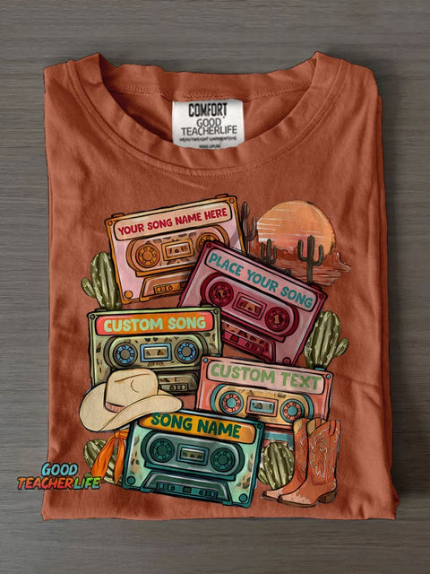 Cassette Tape Casual Print T-shirt
