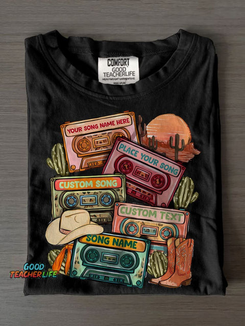 Cassette Tape Casual Print T-shirt