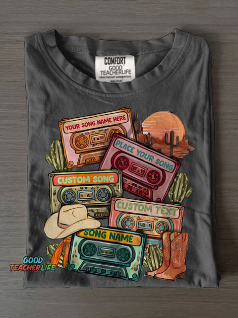 Cassette Tape Casual Print T-shirt