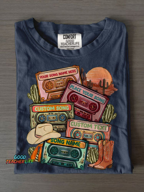 Cassette Tape Casual Print T-shirt