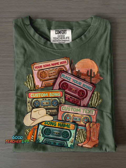 Cassette Tape Casual Print T-shirt