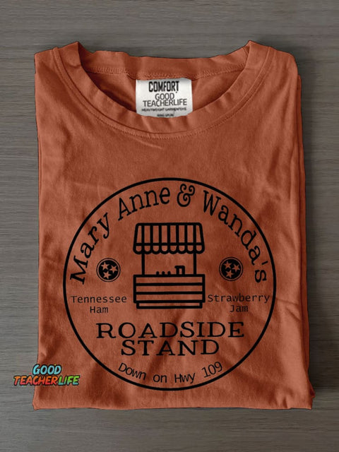 Mary Anne & Wanda's Roadside Stand Cute Country Country Music Casual Print T-shirt