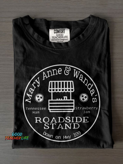 Mary Anne & Wanda's Roadside Stand Cute Country Country Music Casual Print T-shirt