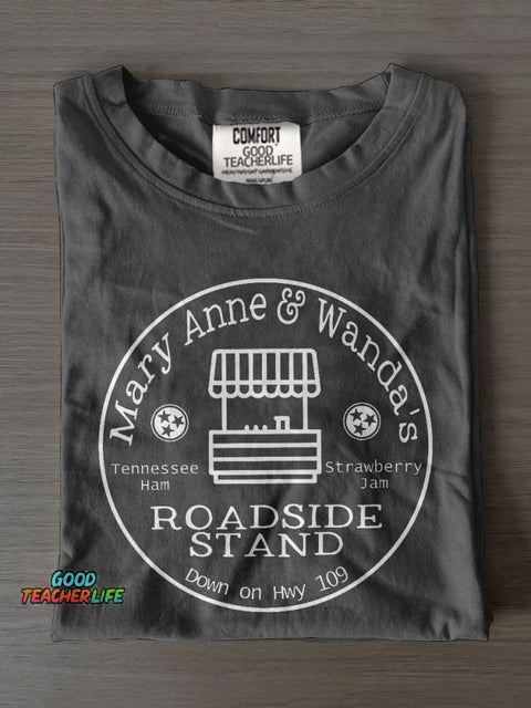 Mary Anne & Wanda's Roadside Stand Cute Country Country Music Casual Print T-shirt