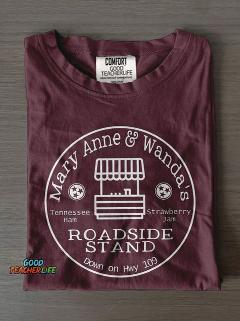 Mary Anne & Wanda's Roadside Stand Cute Country Country Music Casual Print T-shirt