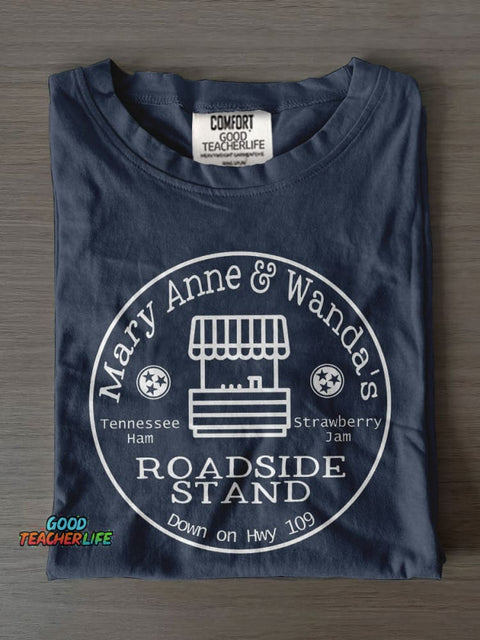 Mary Anne & Wanda's Roadside Stand Cute Country Country Music Casual Print T-shirt