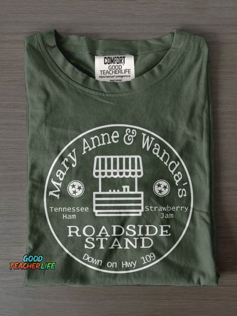 Mary Anne & Wanda's Roadside Stand Cute Country Country Music Casual Print T-shirt