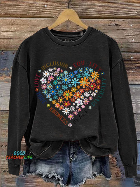 Love Inclusion Equality Teacher Print Casual Sweatshirt