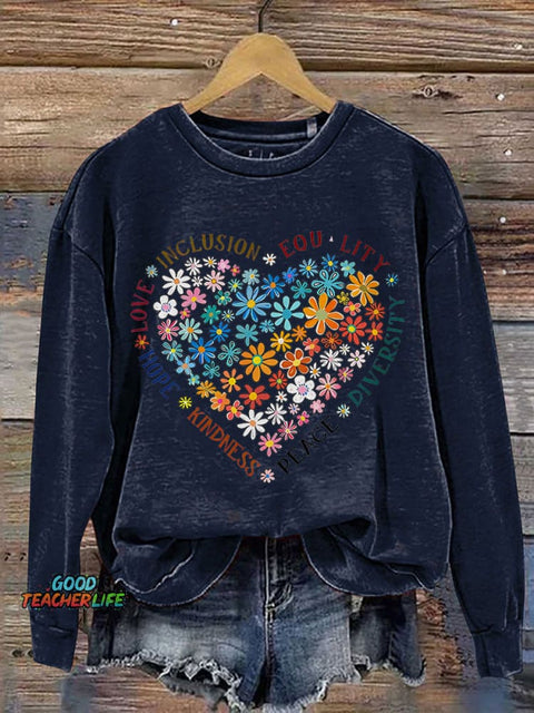 Love Inclusion Equality Teacher Print Casual Sweatshirt