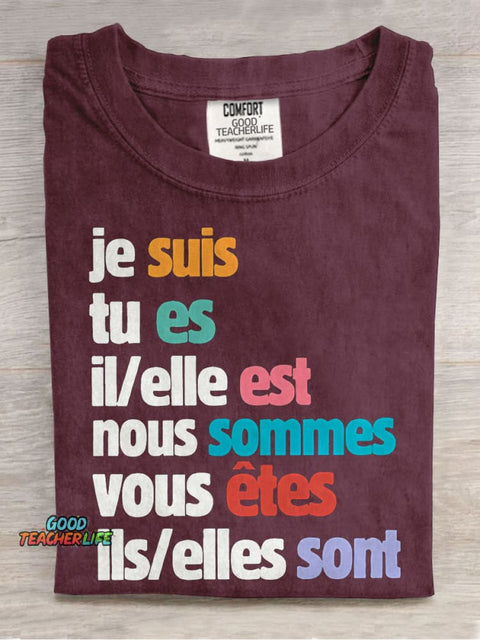 Je Suis Tu Es French Teacher Casual Print T-shirt