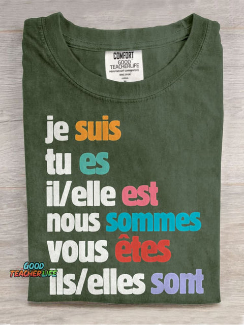 Je Suis Tu Es French Teacher Casual Print T-shirt
