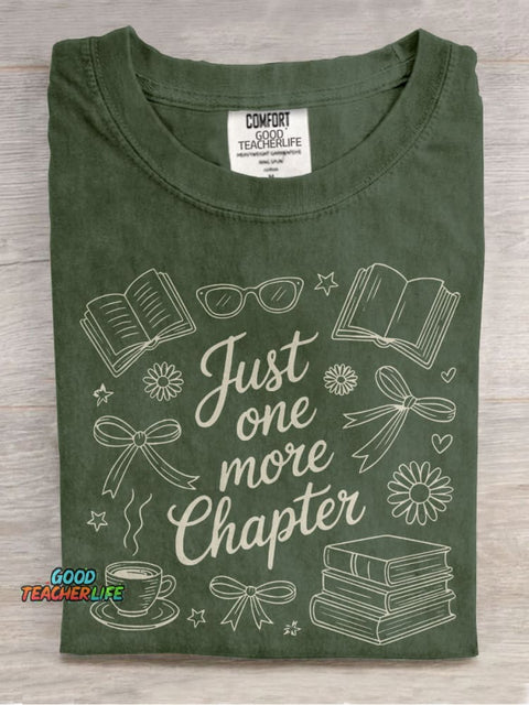 Just One More Chapter Book Lover Casual Print T-shirt