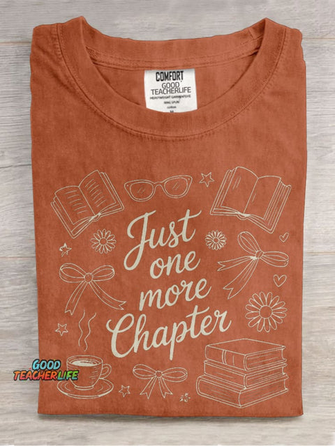 Just One More Chapter Book Lover Casual Print T-shirt